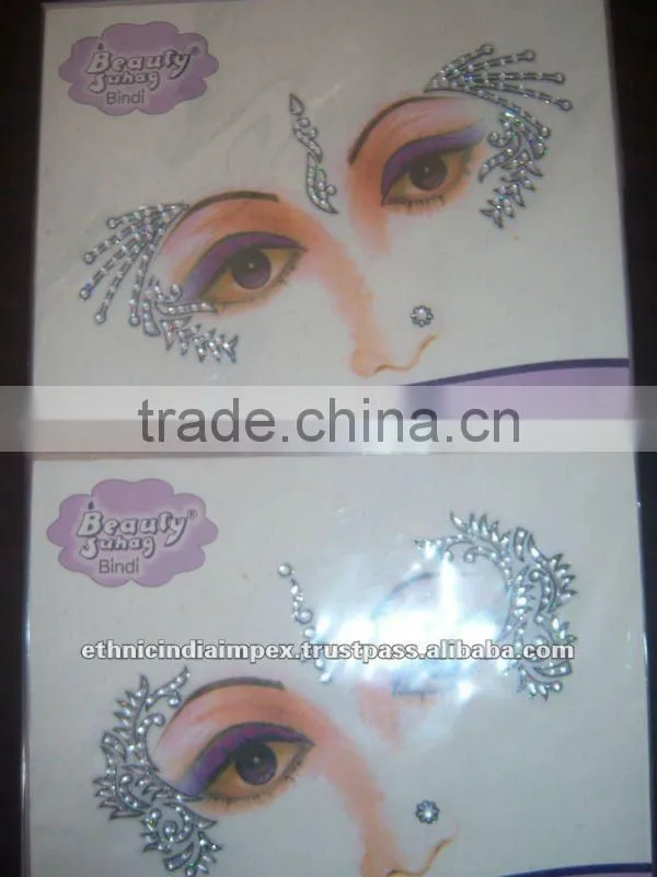 Crystal face eye TATTOO bindi STICKER card