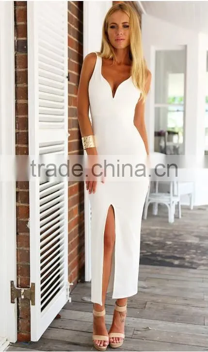 new arrival bodycon ladies white dress Evening gown