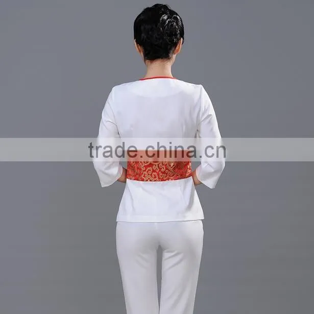 custom fashion slim fit latest design spa shop staff workwears uniforms for women