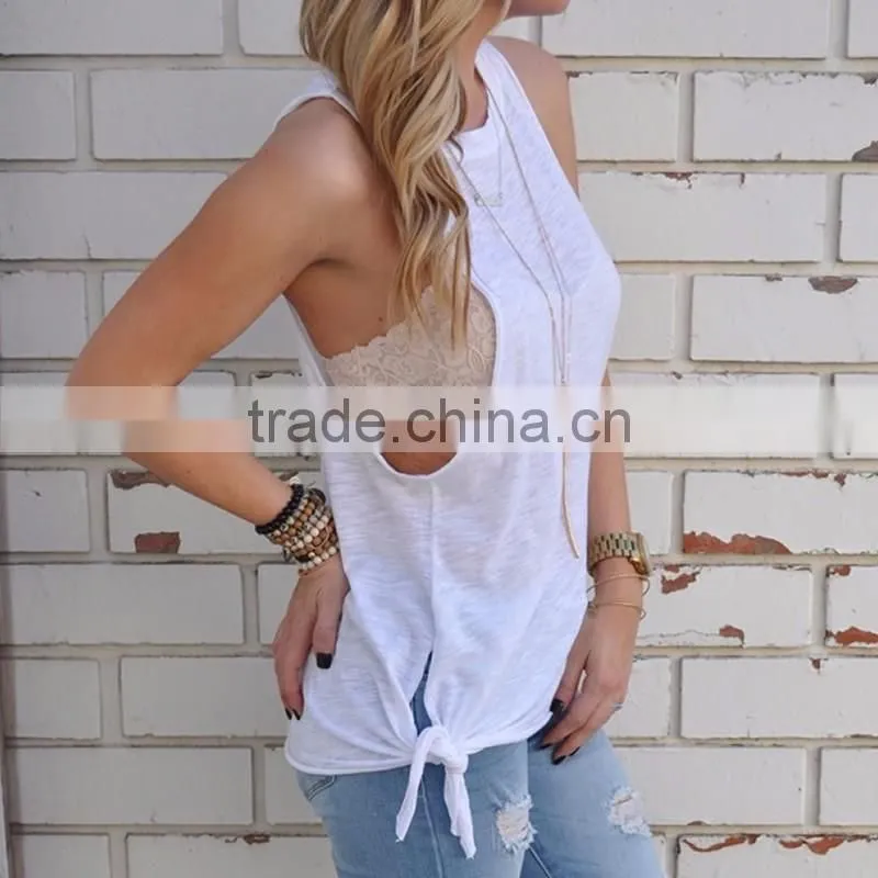 Cotton Crop Top Tank Top2014 new arrive women different size for choice & short front long back printed