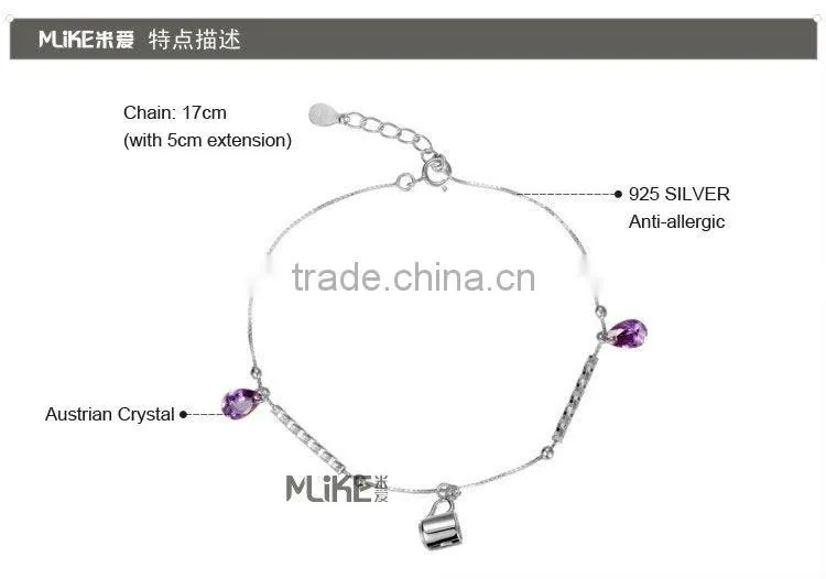 Cup 925 silver bracelet with Crystal M3010