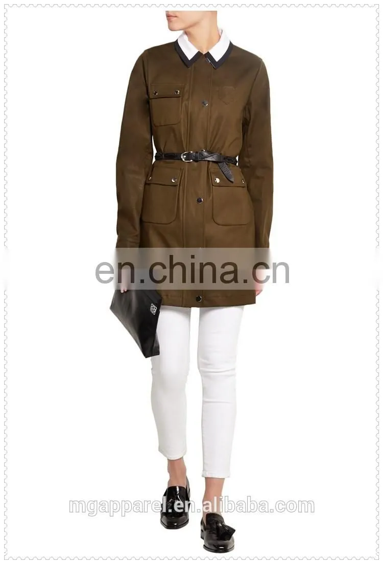 new arrival loose fit army green canvas western coats made in china