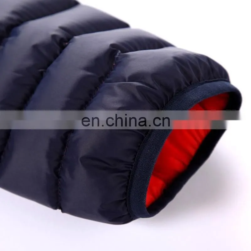 Fashion women dark blue lightweight down jacket with hood
