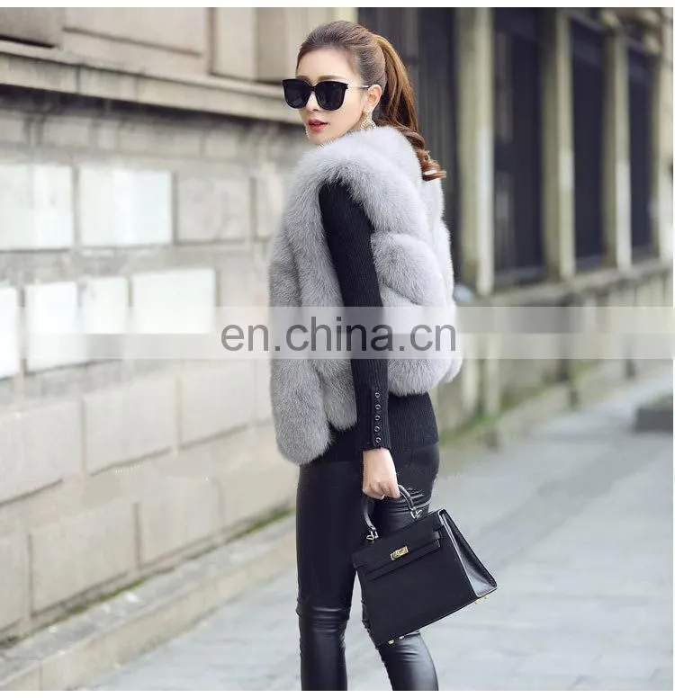2014 Europe and America New Design Fox Fur Vest Fashion Women Fox Fur Vest
