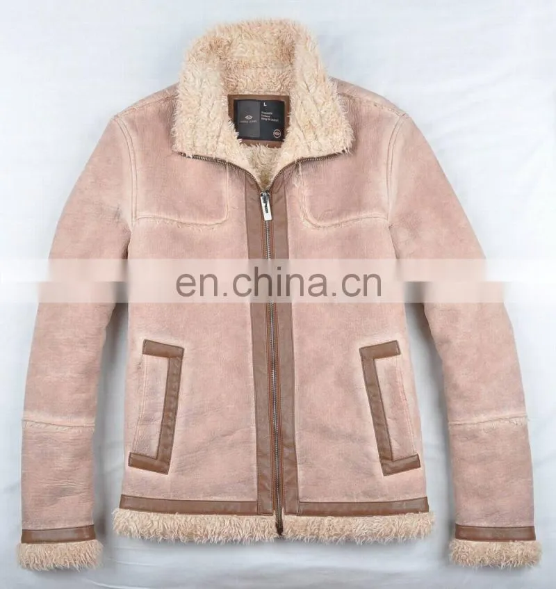 2015 last fashion mens handsome warm genuine leather jacket