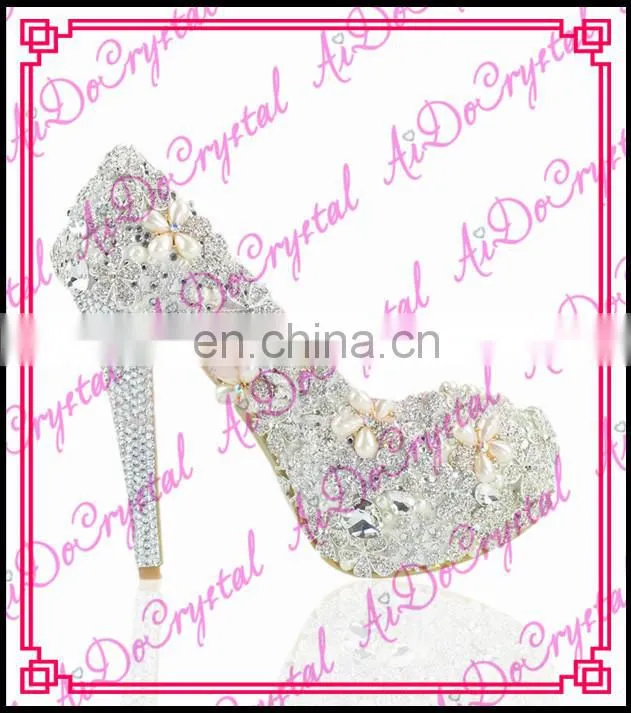 Aidocrystal white custom rhinestone Peacock women pumps shoes bridal wedding party fashion platform high heels
