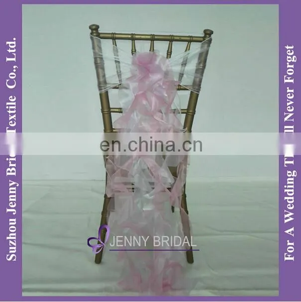 SH043J Chiffon Ruffled Chair Cover Cheap Wedding Blush Chair Sashes