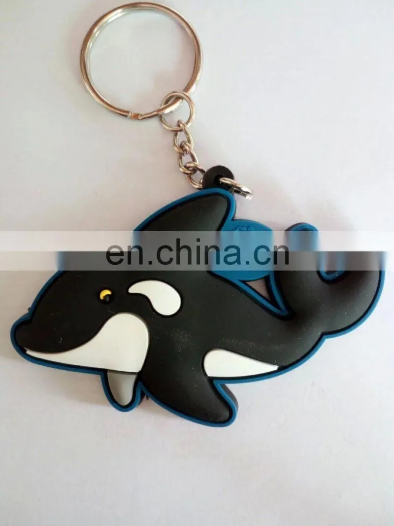 3D custom dolphin shaped soft pvc heart lovers keychain