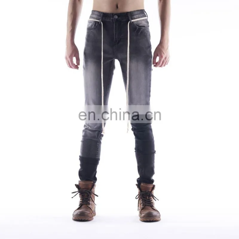 DiZNEW Custom Black Ripped Super Skinny Denim Jeans For Men