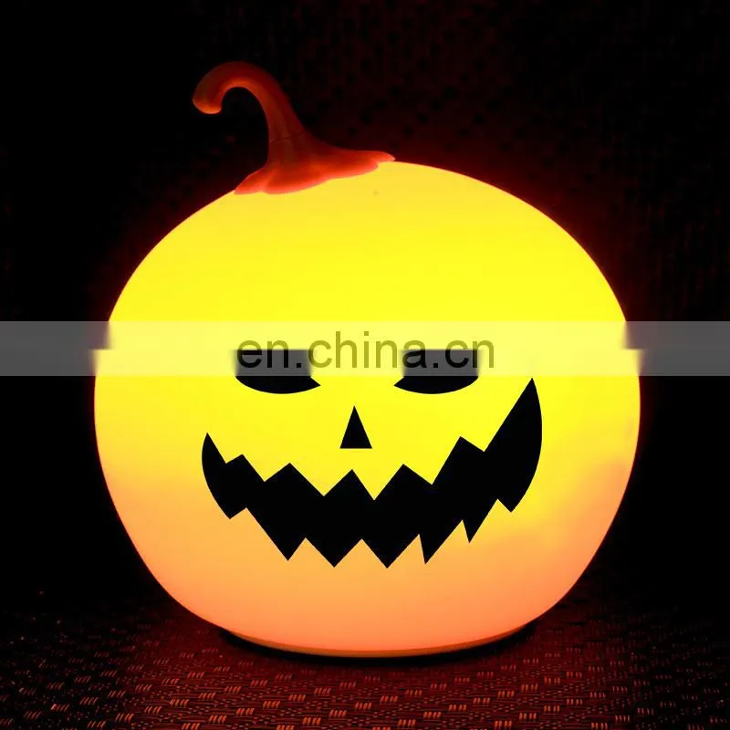 Halloween lights baby night lights for kids pumpkin lamp Jack-O-Lantern rechargeable silicone pat light