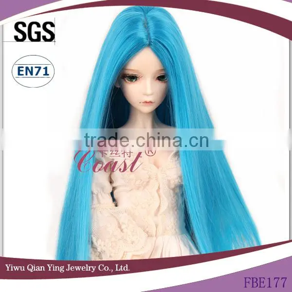 long straight light blue bjd doll hair wigs for 1/3 BJD dolls