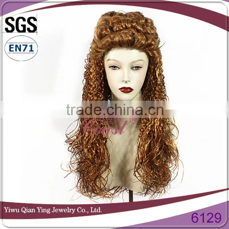 miss Victoria very nice fake brown curly synthetic fiber hair wig