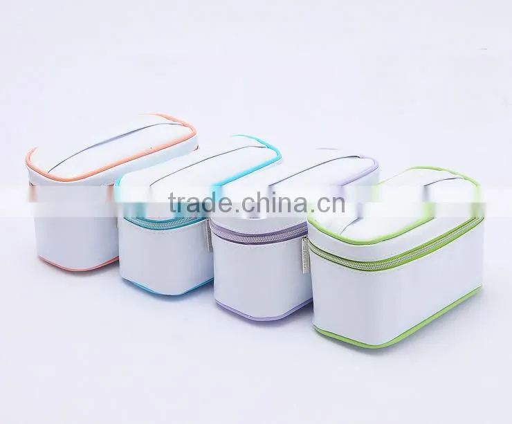 Unadorned middle soft shining corner angle PU cosmetic bag