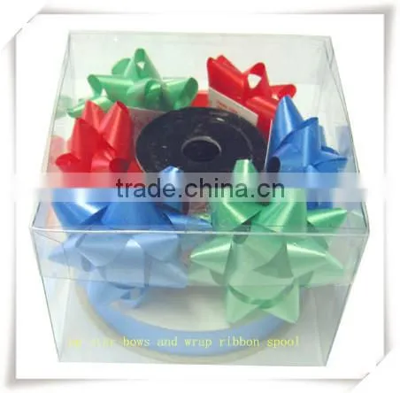 2016 Festive metalic star ribbon bow,10cm dia iridescent fancy bow, gift wrapping paper