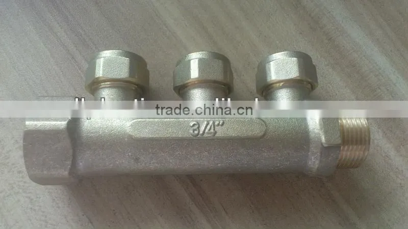 Brass forged water manifold for pex-al-pex heating pipe water manifold