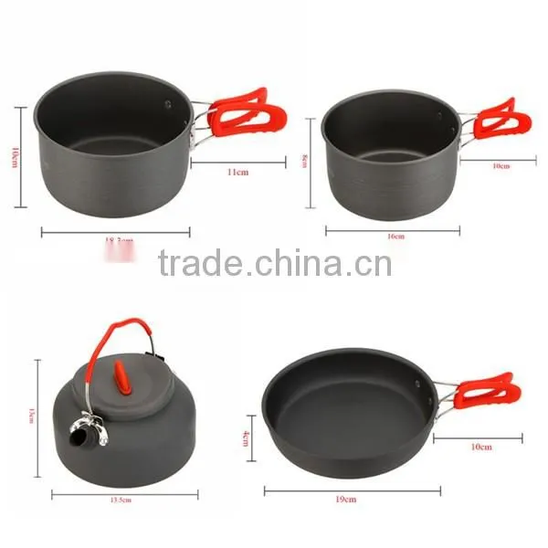 All in One Aluminum Oxide Outdoor Camping Pot Set Hiking Backpacking Cookout Picnic Cookware Teapot Coffee Kettle Set