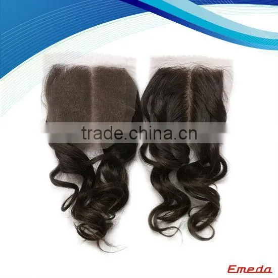 Middle part 8-26inch peruvian hair frech lace 4"*4" Top closure hair piece lace closure