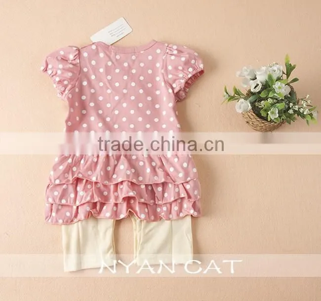 2016 Summer Cute Baby Girl Lovely Modeling Dot Kids Girl Bow Tie Baby Romper Children Girl Junpsuits