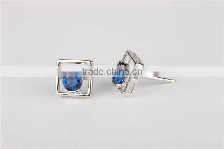 new design nice cheap earrings blue stone 925 silver earrings
