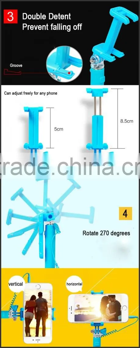 Fashion design self-pole monopod with cable take pole handled stick,Since the shaft