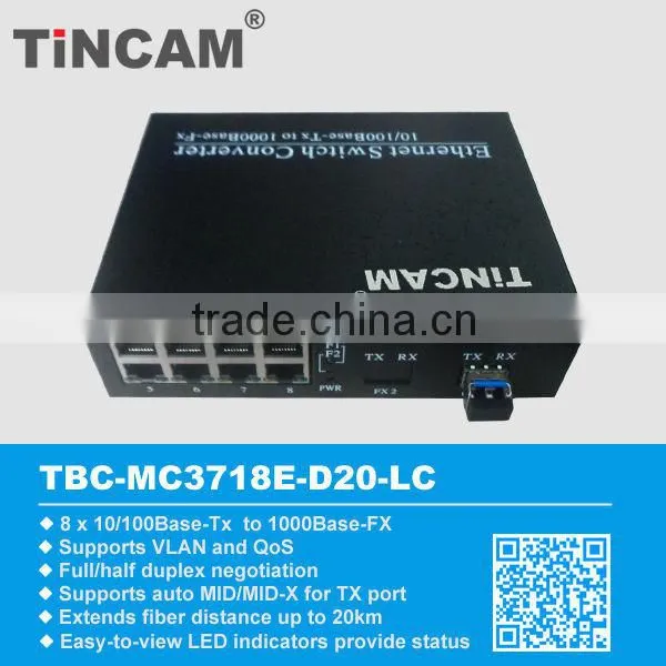 10 port 10/100/1000Base-Tx to 1000Base-Fx fiber converter