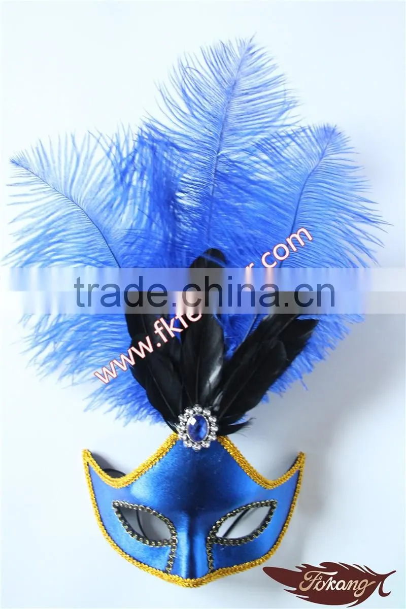 Wholesale Cloth Trim Big Ostrich Feather Mask For Bachelorette Party Supplies