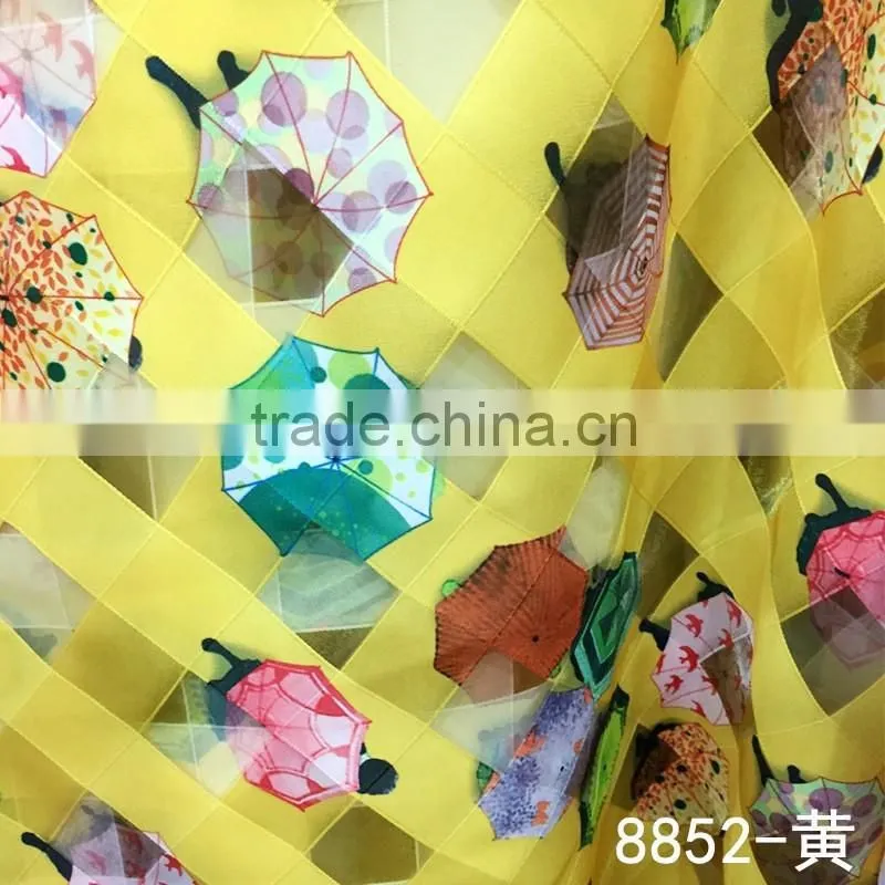 Polyester 3D printed bilayer organza skirt fabric