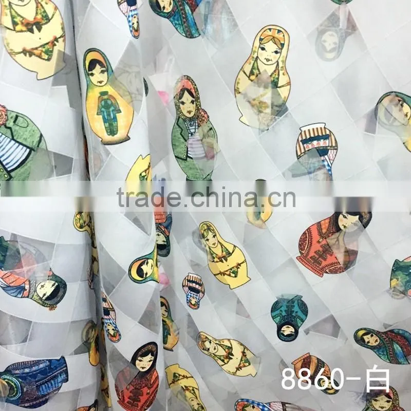Polyester 3D printed bilayer organza skirt fabric