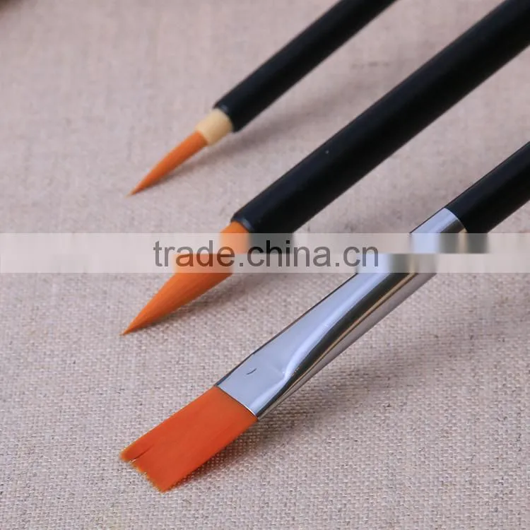 Hot Selling 3pcs Set Round And Flat Shape Nylon Hair Artsit Brush
