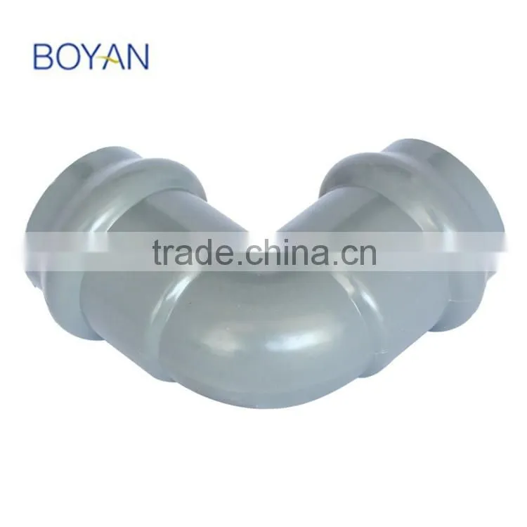 BOYAN taizhou plastic pipe fitting for bathroom grey pvc two faucet 90 degree elbow with rubber
