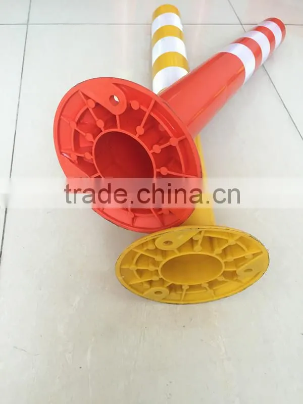 Flexible spring type plastic warning sign bollards / PU delineator post