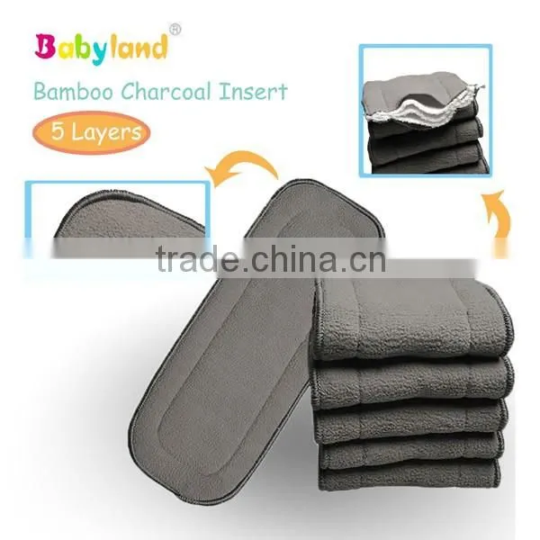 Naturally Cloth Diaper Inserts 5 Layer Charcoal Bamboo Reusable Liners for Cloth Diapers