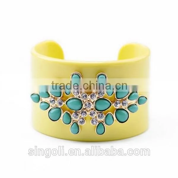 Baroque style bracelet inlay drill fluore bright color mixed bird frog flower bracelet personalized bracelet grotesque jewelry