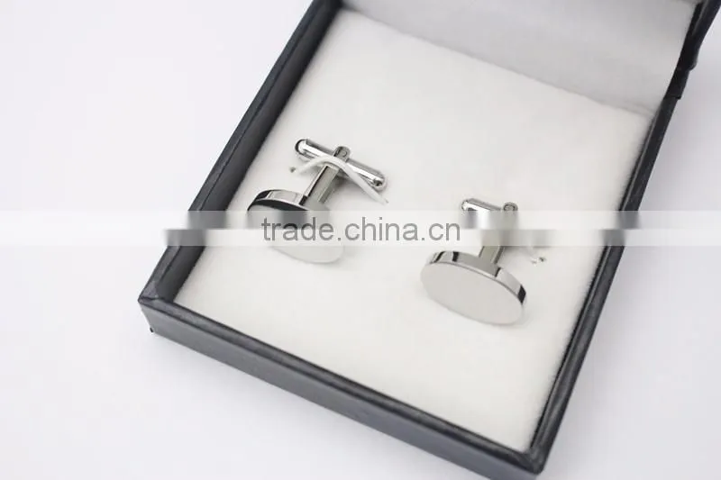 Personalized Your Logo Sliver Oval Blank Cuff Links