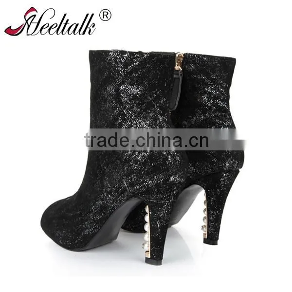 Custom made wholesale black high heel boot women platform boots