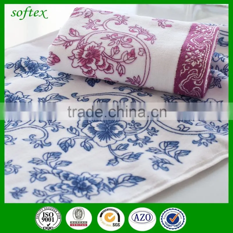 cotton velour towels,flowers Peony print cut pile face towels