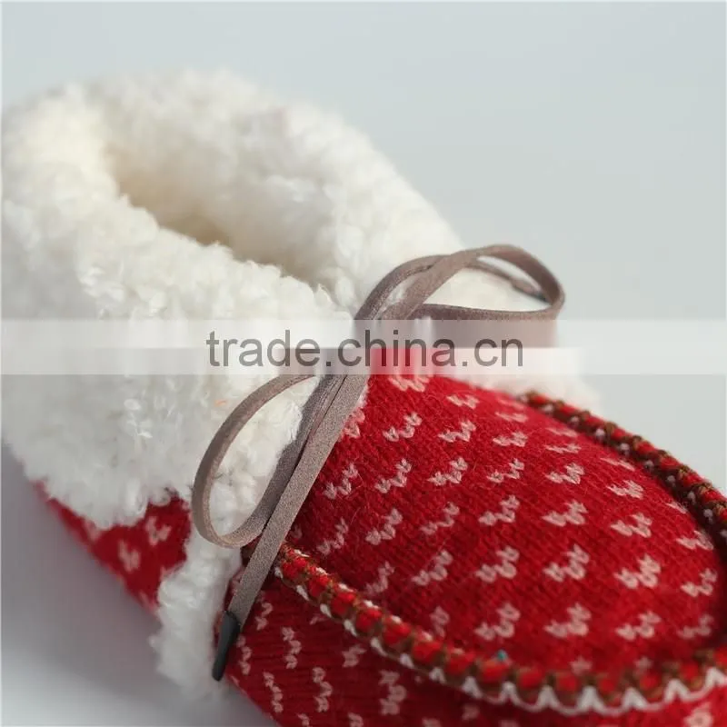 Premium quality lady knitted indoor slipper with shoelace