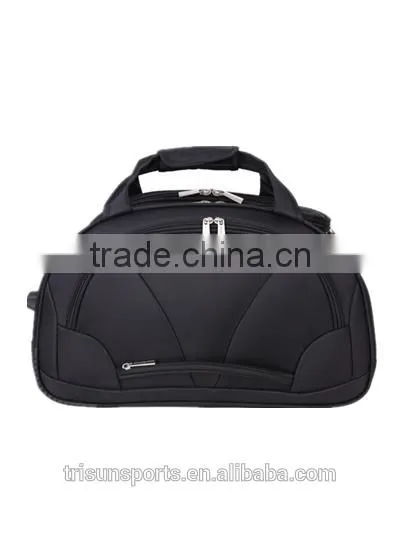 fashion black polyester rolling duffel bag with trolley super light