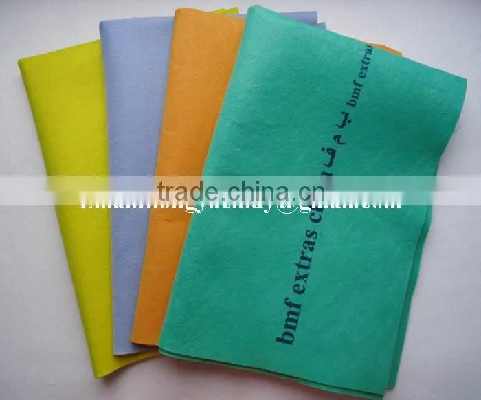 50x70cm Logo printed Germany nonwoven floor mop cloth ( viscose/polyester)