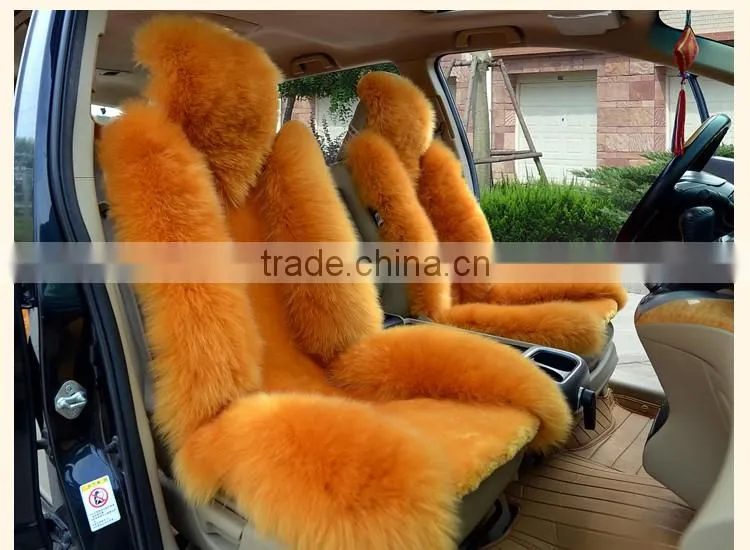 Customized Luxury sheepskin long fur Car Seat Covers lambskin fur Car Seat Cushion cover universal in winter