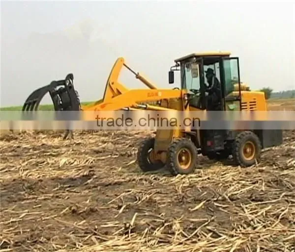 Big size 44 KW sugar cane grab loader ZLG16 small wheel loader for loading sugar cane selling