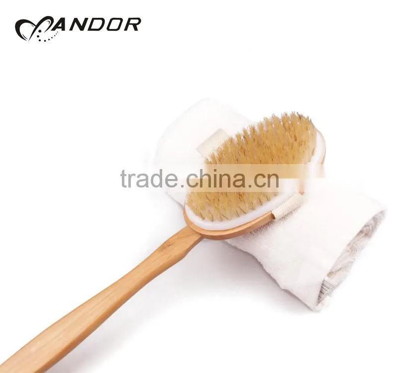 Natural bristle detachable wooden handle bath brush