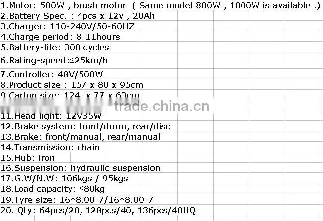 wholesale cheap 500w,800w,1000w adult electric atv