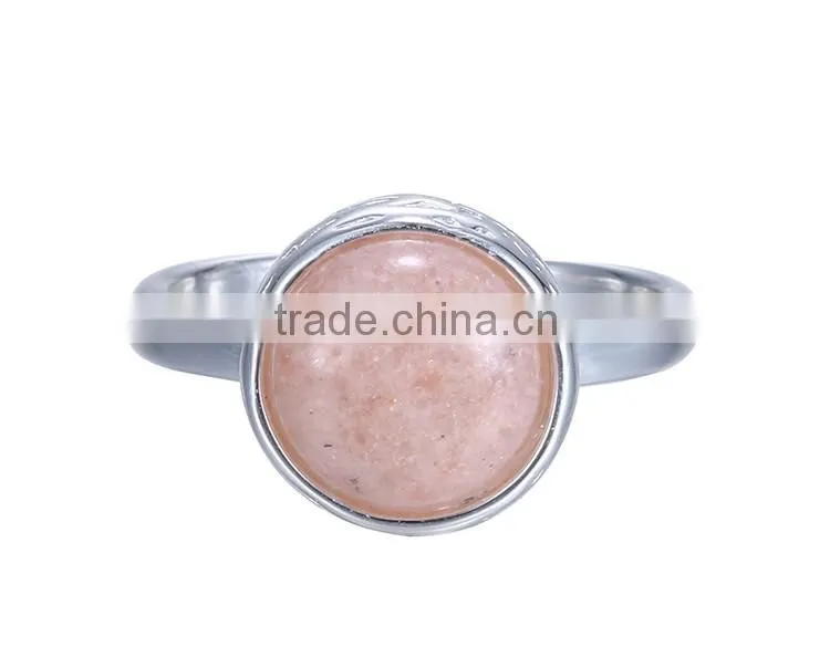 2016 New design pink stone silver plating copper open ring wholesale in spring