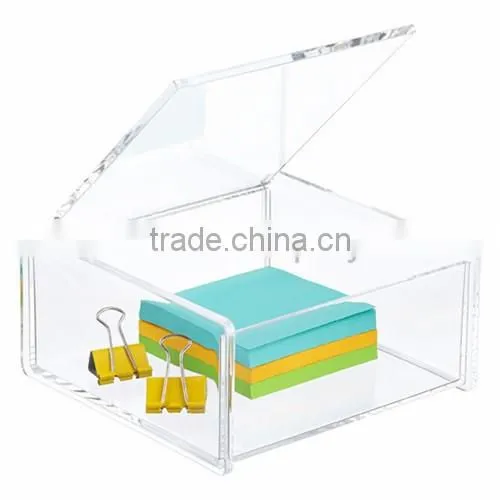handmade high clear rectangle storage small acrylic box/acrylic cosmetic box/clear acrylic box with dividers with lid