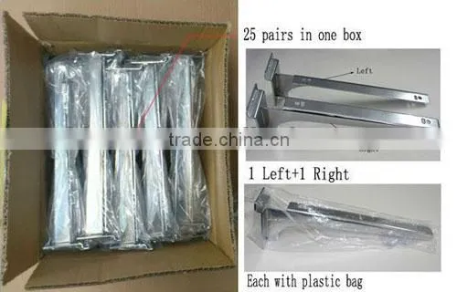 NEW CHROME GLASS SHELF BRACKETS FOR SLATWALL WITH SUCTION PADS FOR GLASS SIZE 25 CM