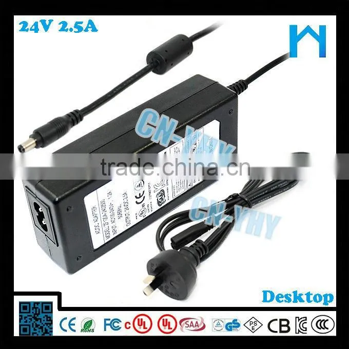 ac 110 240v 50 60hz 24v 2.5a 60w ac dc wall mounted power adaptor