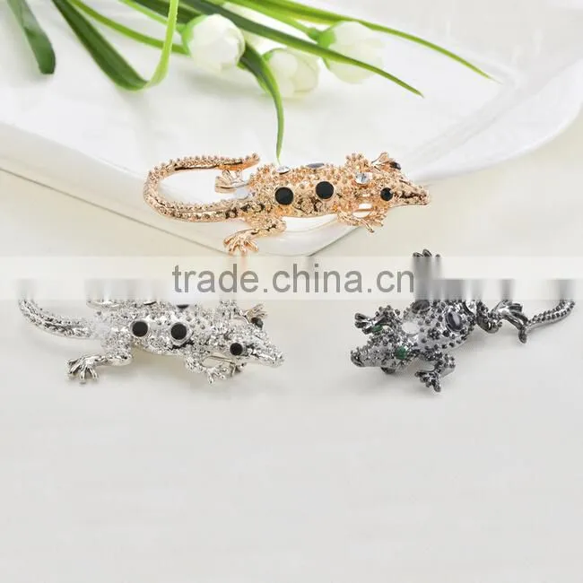 Alloy lizard crystal rhinestone animal stone brooch