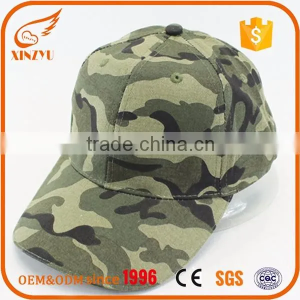 wholesale 3D embroidery camo 6 panel baseball cap customizable 100% cotton baseball cap hat