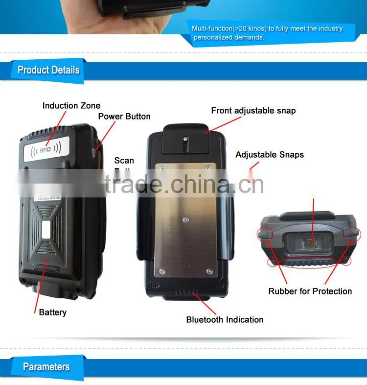 3000mA Battery, Portable Cell Phone Specialized Bluetooth Barcode Scanner